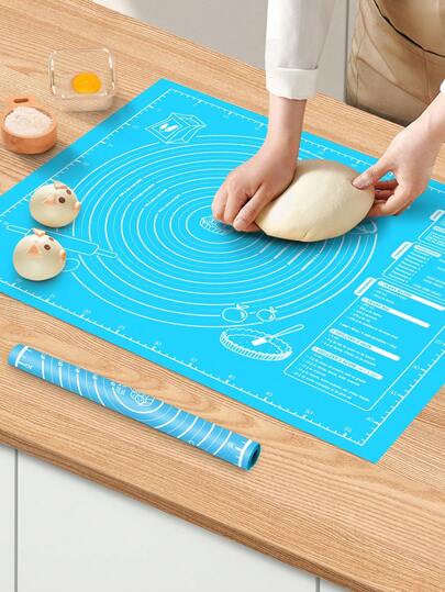 1/2片EVA烘焙垫，防滑垫，带尺寸标识，可重复使用，适用于烘焙、擀面、揉面、制作面包、糖果、饼干和糕点，厨房烹饪、烘焙工具、厨房小工具、厨房配件、家用厨房用品、揉面垫、烘焙、烘焙用品、烘焙设备、面包制作