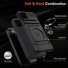 Metal Frame Phone Case With Hidden Card Holder, Compatible With IPhone 17, 16, 15, 14, 13 Pro Max,  S25, S24, 23, S22, And A Series Models. Stylish, Elegant, And Beautiful. - 紅色 - 查看 9