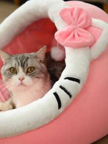 1pc Cozy & Cute Pet Cat Bed House, Removable & Washable Cat Shelter, Warm Pet Cave Nest For Rabbits, Small Dogs, Cats Indoor Use In Winter