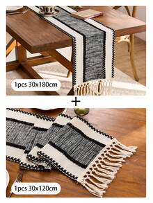 Khăn trải bàn sọc đen phong cách Boho: Được dệt thủ công với tua rua, phù hợp với bàn ăn mùa xuân, bàn cà phê tròn và trang trí theo phong cách nhà nông thôn, hoàn hảo cho tiệc cưới, tiệc ngoài trời và trang trí ngày Valentine. Thiết kế hình chữ nhật phù hợp với trang trí nhà cửa và phòng ăn, có thể dùng làm vật trang trí trung tâm bàn ăn nhà bếp, phụ kiện trang trí bàn và trang trí nhà nông thôn mộc mạc. Chất liệu dệt đẹp mắt, bền chắc. - màu đen - Xem 18