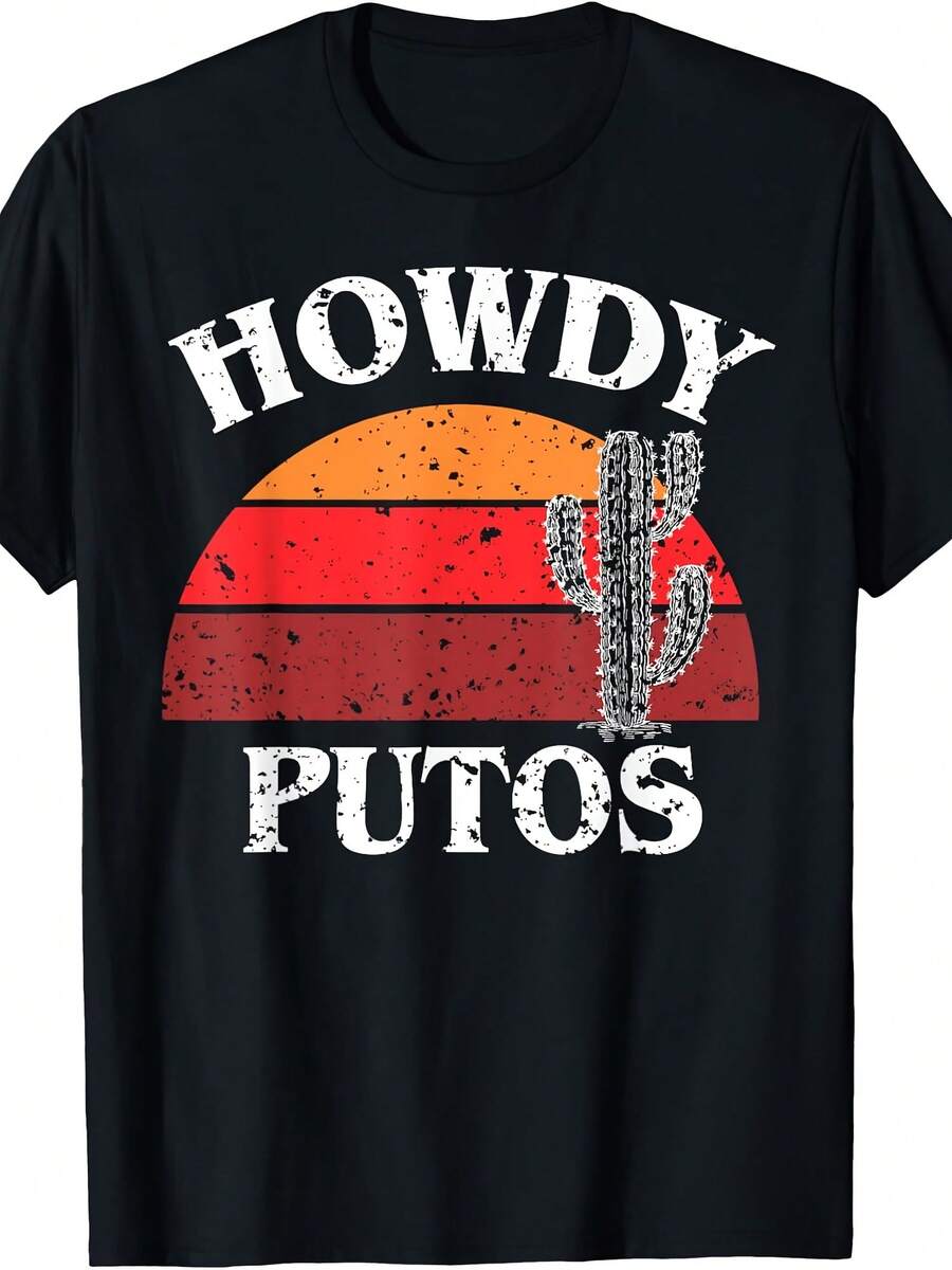 Howdy Putos Funny Cactus Retro Vintage T-Shirt - Style 19 - View 1
