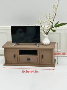 1. Dollhouse Miniature TV Cabinet, Realistic TV Model, Wooden-Look Resin Cabinet, Mini Model Home Decor, Dollhouse Living Room Sofa Scene, Walnut Color Micro Floor Cabinet, Small Vase Decor, Drawer Cabinet Decor, Openable Small Cabinet, Micro Furniture Model - Multicolor - View 6