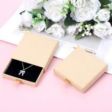 Small Jewelry Gift Box, Cardboard Jewelry Boxes With Lids Bracelet Earring Necklace Gift Box For Birthday Xmas Christmas Wrapping (Brown) - Màu be - Xem 3