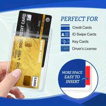 1/5/10个装透明加厚竖款证件卡套，带防水拉链，塑料材质，适用于办公室和学校文件保护 - 彩色 - 查看 3