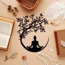 1pc Buddhist Zen Meditation Person Metal Cutting Die, Suitable For Scrapbooking Decoration, DIY Scrapbooking Paper Art, Embossing Craft, Handmade Crafts And Card Making, Greeting Card Metal Cutting Die - Silver Gray - View 5