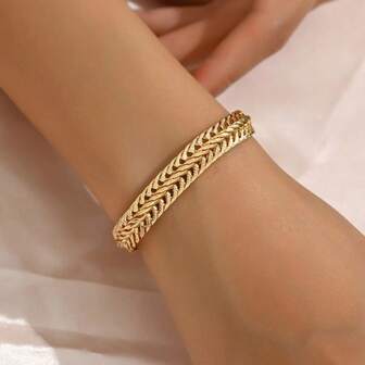 Pulsera vintage de eslabones cubanos: Chapada en oro de 18K, Body de hierro, apta para uso diario y fiestas