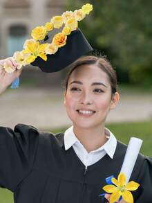 48件混色仿真花，包含仿真玫瑰、牡丹、雛菊等，適用於婚禮/家居裝飾、花環/帽子、花卉裝飾及桌面中心裝飾 - 黃色系列 - 查看 8