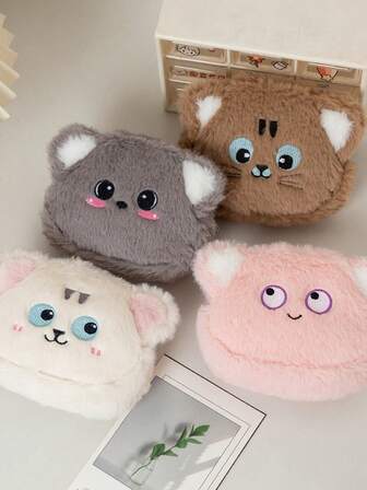 1 pieza Monedero multifuncional lindo de imagen de dibujos animados de peluche, bolsa de almacenamiento variada, bolsa para auriculares, bolsa para lápiz labial, bolsa pequeña bordada, bolsa para tarjetas de animales, monedero de gran capacidad, bolsa de almacenamiento para tarjetas de identificación/bancarias, bolsa de almacenamiento para auriculares, esencial para compras y viajes, lindo, compacto y portátil, perfecto para regalos de cumpleaños, regalos para amigos, regalos de vuelta a la escuela