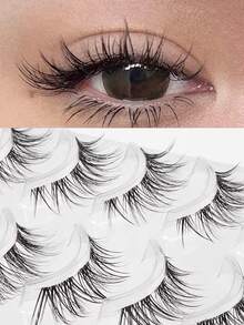 5 对狐狸风格自然纤长假睫毛，适合日常派对妆容，猫眼和仙女风格假睫毛，打造迷人妆容