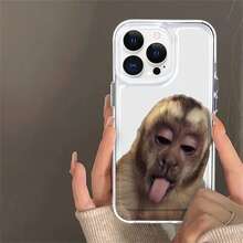 Funda para teléfono con diseño de Cara de Mono Divertido, compatible con iPhone 16, 15, 14 Pro Max, 13, 12, 11, XR y XS Plus. Fabricada en silicona TPU, ofrece protección contra golpes y caídas, además de una excelente sensación al tacto. Es el regalo ideal para familiares, amigos y seres queridos. - transparente - Ver 4
