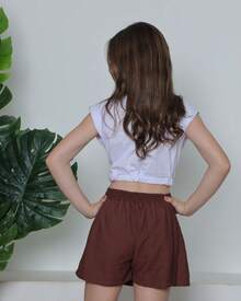 SHORT SAIA INFANTO JUVENIL 10 AO 16 - Marrom - Visão 2