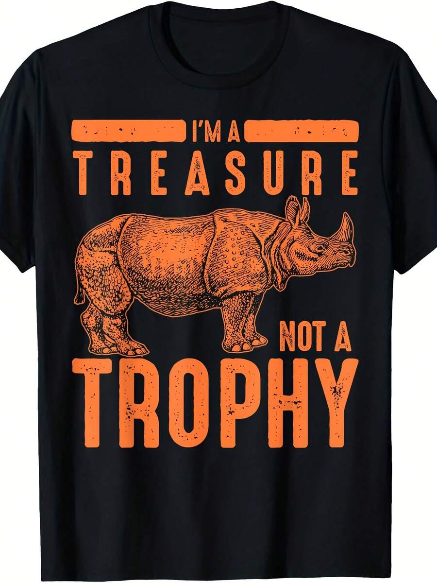 Cool Endangered One-Horned Rhino Lovers Animal Art I'm A Treasure Not A Trophy Rhinoceros Funny Rhino Fan Gift T-Shirt - 款式26 - 查看 1