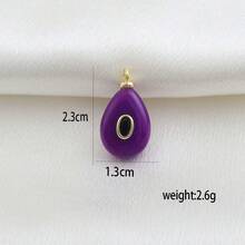 1pc Copper Geometric Natural Stone Pendant, DIY Micro-Inlaid Diamond, Agate, Turquoise Bracelet, Necklace, Earrings, Charms, Fashionable & Versatile Jewelry Accessories - Multicolor - View 6