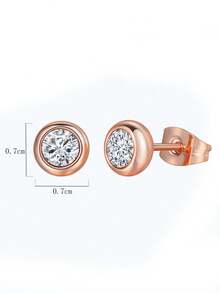 2 piezas Elegantes Pendientes de Botón de Moissanita de 0.5ct de Plata de Ley 925, Adecuados para Uso Diario de Mujeres, Regalo del Día de la Madre - Oro rosa - Ver 3