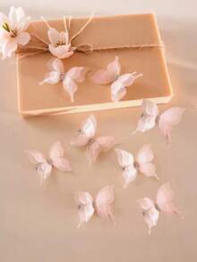 8pcs Lace Double-Layer Butterfly Hair Clip For Daily Use Cute Valentine's Day Valentines,Hair Accessories,Hair Barrettes Hair Clips Claw Clips Hair Claws, School Stuff