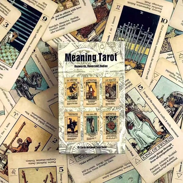 78 Vintage Tarot Cards With Keywords, Reverse Astrology Interpretation Cards, Beginner Friendly Spiritual Exploration Cards, Tarot Cards With Guidebook, Tarot Cards With Meanings,Tarot Cards For Beginners With Guide, Tarot Cards Deck High Quality,