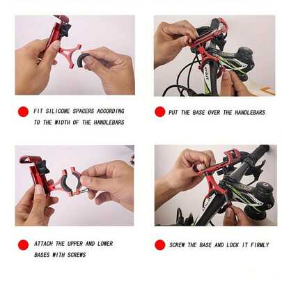 360° Rotating, Universal Bicycle Phone Holder, Aluminum Alloy Bicycle Phone Holder, Suitable For Cycling Navigation, Rotatable Handlebar Phone Holder, Cycling Gear, Bicycle Accessories, Phone Holder, Cycling Accessories, Cycling Equipment