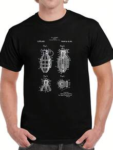 1921 D Grenade Military  Patent Blueprint T-Shirt - 款式25 - 查看 1