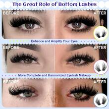 Spiky Bottom Lashes Individual Thick Volume Bottom Lash Clusters Manga Lower Eyelash Extensions 6-8MM Wispy Bottom Cluster Lashes 240pcs DIY Bottom Lash Extension At Home By - Black - View 2