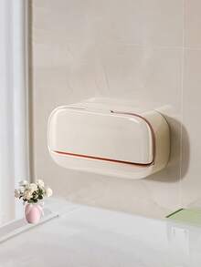 1PCLight Luxury Wall Mounted Double Compartment Leak Proof Soap Box With Lid Drip Tray, Suitable For Showerrooms Or Kitchens, Keeps Soap Dry To Prevent Water Accumulation, Square Non Perforated Bathroom Shelf, Elegant Countertop Wall Decoration, 11 Types Of Holiday Decorations - Multicolor - View 10