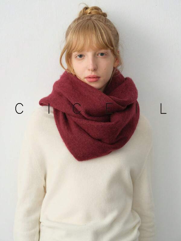 1 pieza Cuello de mujer de unicolor de punto de poliéster cálido y suave, versátil, adecuado para uso diario en otoño/invierno