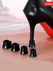 8pcs U-Shaped High Heel Protectors, Anti-Slip, Noise Reduction Heel Covers, Shoes Accessories Ideas - màu đen - Xem 10