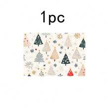 1 pièce/4 pièces/6 pièces/100 pièces Sets de table motif sapins de Noël et flocons de neige, sets de table rectangulaires en polyester lavables en machine, protecteurs de table, sets de table isolants, décorations de table de restaurant, fournitures de fête, décorations de Noël, peuvent être offerts en cadeau