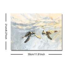 1pc Framed/Unframed Watercolor Sea Turtle Art Poster, Vintage Coastal Wall Art, Canvas Print, Minimalist Bathroom Wall Decor, Ideal Gift For Living Room, Dorm, Apartment, Home Decoration - Multicolor - View 11