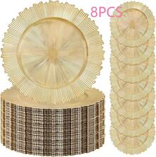 8/24 Pcs Gold Charger Plates 13" - Chargers For Dinner Plates, Irregular Design, Heavy-Duty Plate Gold Charger Bulk, Suitable For Wedding & Party- Stackable - Gold - View 8