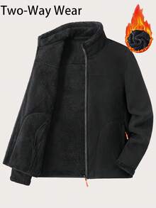 Women's Reversible Warm Winter Jacket - Double-Sided Thick Fleece Jacket, Outdoor Soft Shell Fabric, With Zipper Pockets, Athletic Casual Hooded Sweatshirt, Suitable For Autumn/Winter Daily Wear, Weekend Leisure, Jogging, Travel And Skiing.