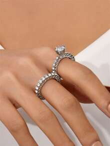 Set de 2 anillos de piedra de circonia elegantes, lujosos y sofisticados, ideales como regalo para novias, parejas de alto nivel y amigos/amantes para el Día de San Valentín