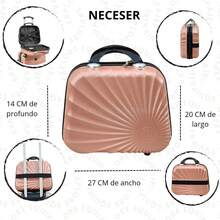 Juego 18 Pulgadas + Neceser Ligera Doble Llanta Candado Fijo Sin Documentar Resistente - Rosa Oxidada - Ver 4