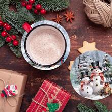 4 piezas/8 piezas Posavasos con tema navideño, almohadillas absorbentes con estampado navideño, tapetes para café, posavasos para cocina, mesa, habitación, decoración de bar, regalos navideños