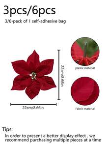 3/6 szt. Sztuczne kwiaty poinsecji - Kwiaty poinsecji na choinkę DIY, trawnik, dekoracje wiszące na zewnątrz