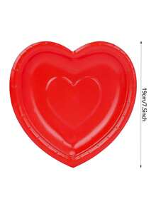 10pcs/20pcs/50pcs Red Heart Shaped Dessert Plates Disposable Love Paper Plates 7 Inch Dessert Cake Plates Heart Party Decorations & Supplies For Graduation Holiday Picnic Birthday PartyBridal Shower Valentine's Day - Red - View 2