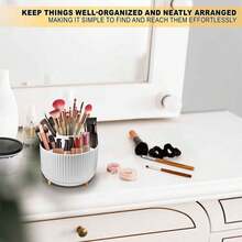 1pc Rotating Makeup Brush Holder Large-Capacity Cosmetic Storage Case Ideal For Makeup Brushes, Eyebrow Pencils, And Lipsticks Portable Vanity Organizer Perfect For Dressing Tables, Bathrooms, Office Desk Stationery Storage, Or Travel Use A Thoughtful Gift For Family And Friends During Christmas And Halloween - Multicolor - View 5