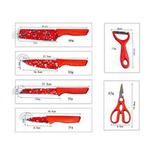 Conjunto de cuchillos de 6 piezas,caja de regalo de Navidad,conjunto de cuchillos de cocina,conjunto de cuchillos afilados - Rojo - Ver 5