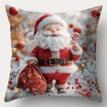 4 piezas Fundas de cojín con estampado de muñeco de nieve y Papá Noel, estilo contemporáneo, de poliéster con cierre de cremallera, lavables a máquina, funda de cojín suave adecuada para Navidad, invierno, granja, sofá, cama, sala de estar, decoración del hogar