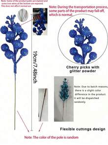 10PCS Christmas Glitter Berries Stems, Artificial Glitter Berry Flowers Stem Branches Ornaments,Hristmas Picks And Sprays,Christmas Tree Ornaments Set For DIY Crafts Wreath Home Decoration,Christmas Tree Wreath Wedding Bouquet Winter Seasonal Holiday Decoration-Royal Blue Christmas Decorations Room Decor
