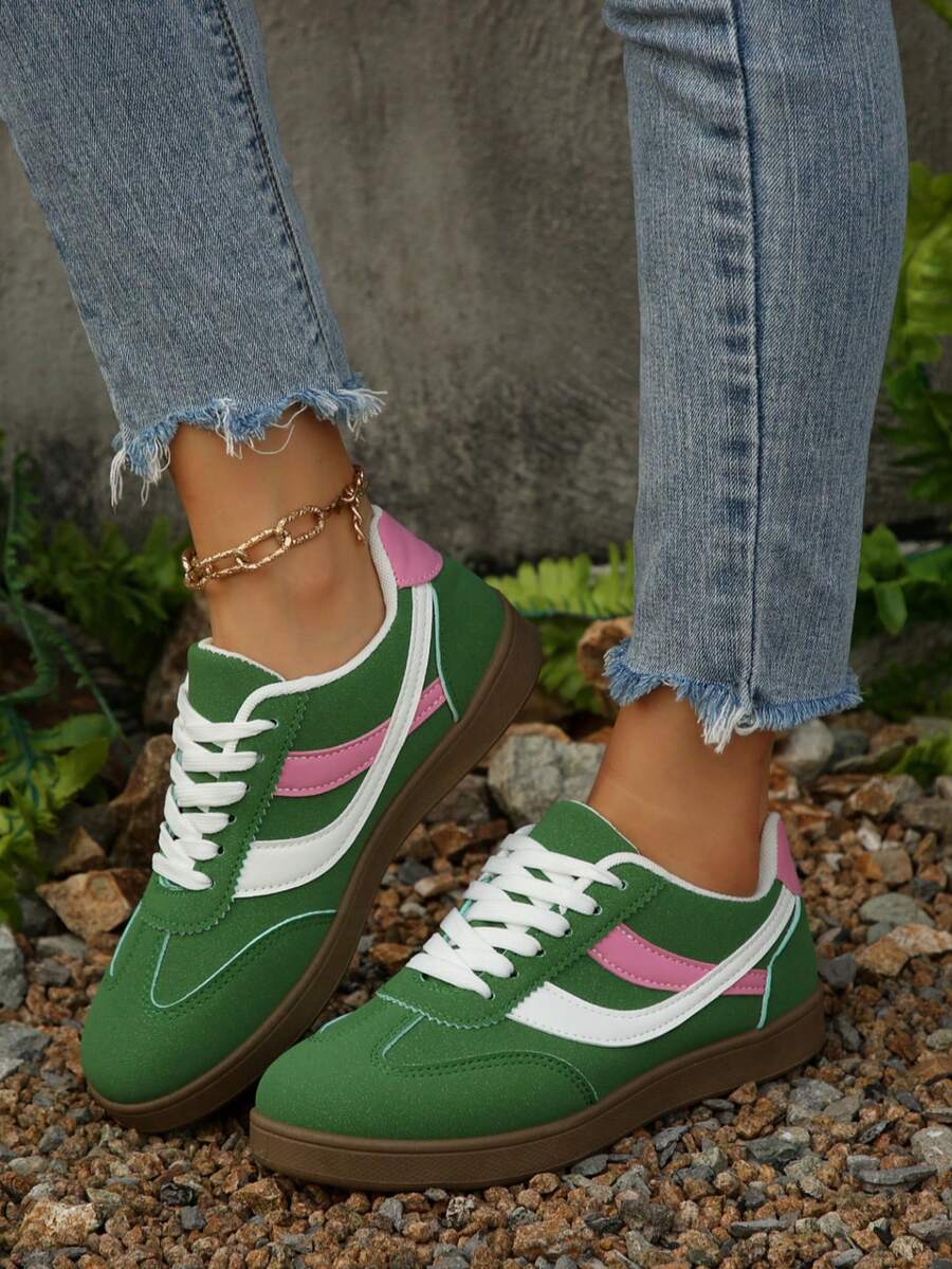 1 para damskich butów sportowych na co dzień, sznurowane buty do biegania z miękką podeszwą, buty sportowe do rekreacji, tenisówki