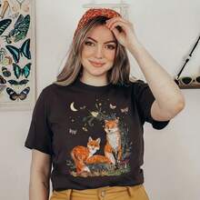 Fox Shirt Woodland Animals Shirt Fox Tshirt Gift For Fox Lover Cottagecore Shirt Animal Shirt Forest Creature Wild Shirt Nature Shirt - 款式18 - 查看 1
