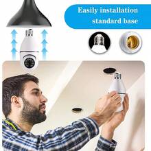 1 pieza Bombilla de luz blanca con cámara, fácil instalación, base estándar, apta para cualquier toma de luz del hogar, se puede instalar donde se necesite. Con micrófono incorporado, audio bidireccional, rotación de 360°, detección de movimiento, alarma remota, luces inteligentes duales, cámara de con visión nocturna infrarroja - Multicolor - Ver 4