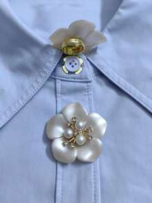 2 件衬衫纽扣套花朵图案袖扣套花朵袖扣夹纽扣适用于礼服婚礼礼服装饰纽扣服装配饰礼品 - 花 - 查看 9