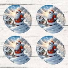 4 piezas/8 piezas Posavasos con tema navideño, almohadillas absorbentes con estampado navideño, tapetes para café, posavasos para cocina, mesa, habitación, decoración de bar, regalos navideños