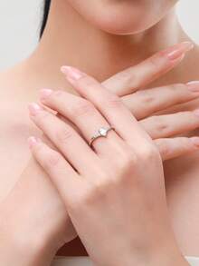 Arlmay 2pcs Personalized 925 Sterling Silver Ring Set Can Be Worn Alonefor Women Exquisite Wedding Jewelry Gifts - Silver - View 3