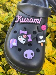 12 件可爱紫色 Kuromi、热气球、冰淇淋鞋饰、多功能鞋夹装饰，适用于女士凉鞋、拖鞋、沙滩包，是节日和生日派对礼物的理想选择 - 紫色 - 查看 3