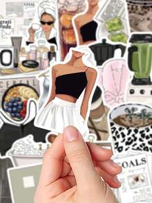 50Pcs Exquisite Girl Stickers Waterproof PVC Gift Cartoon Decoration Scrapbook Laptop Luggage Guitar Water Cup Phone Case DIY Decal