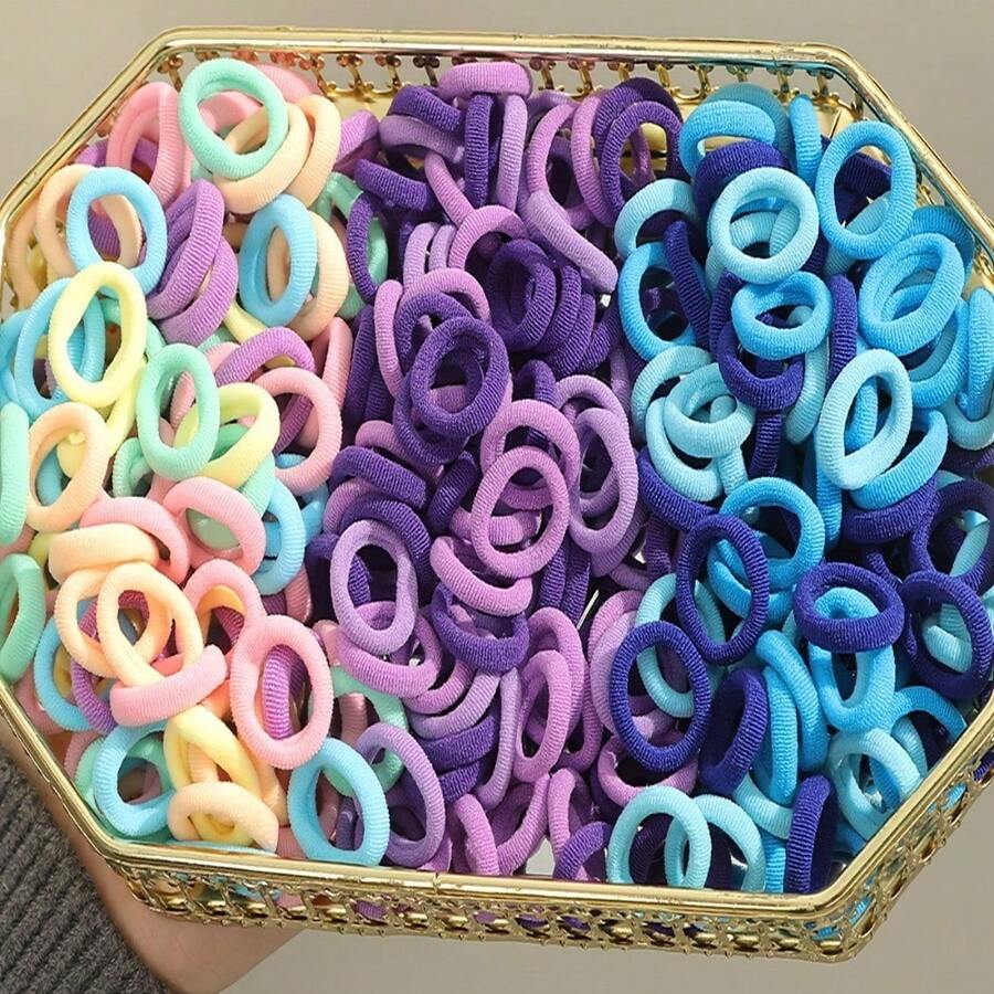 Set Of 300 Colorful Basic Hair Ties And Scrunchies For, Including Ponytail Holders And Rubber Bands That Are Gentle On Hair, Perfect For Everyday Use. - 300 chiếc-C - Xem 1
