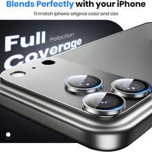 Bộ 3 miếng dán bảo vệ ống kính camera, làm từ hợp kim nhôm và kính cường lực, tương thích với iPhone 17 Pro Max - Kính cường lực cao cấp 9H, độ bám dính mạnh | Tương thích với thiết kế ốp lưng điện thoại, vừa khít hoàn hảo | Chống trầy xước, chống bám vân tay, chống bụi. - Bạc - Xem 3
