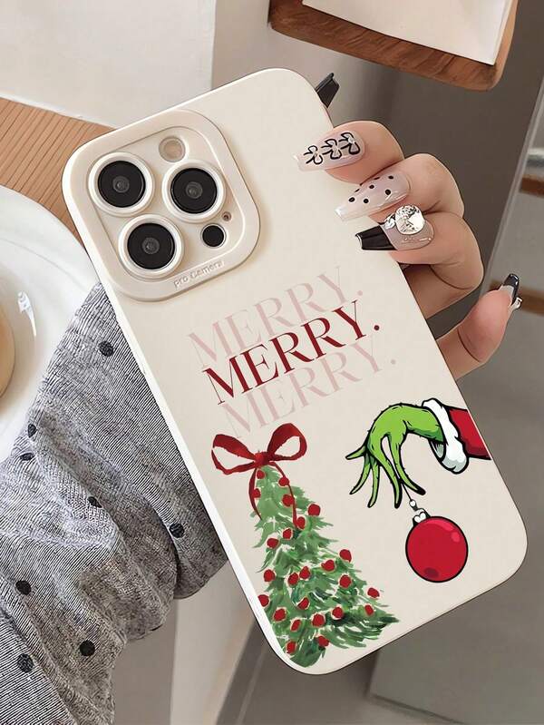 1 pieza Funda de teléfono suave con patrón de árbol de Navidad personalizado de moda, cobertura total, blanco lechoso, anti-huellas dactilares, compatible con iPhone 16 ProMax/16/16 Pro/16 Plus/11/15/15 Pro/15 ProMax/12/13/14 ProMax/XS/XR/11 Pro/11 ProMax/12 Pro/12 ProMax/13 Pro/13 ProMax/7 Plus/14 Pro/14 ProMax/14 Plus/7 Plus/8 Plus/8/SE2/12 Mini/13 Mini